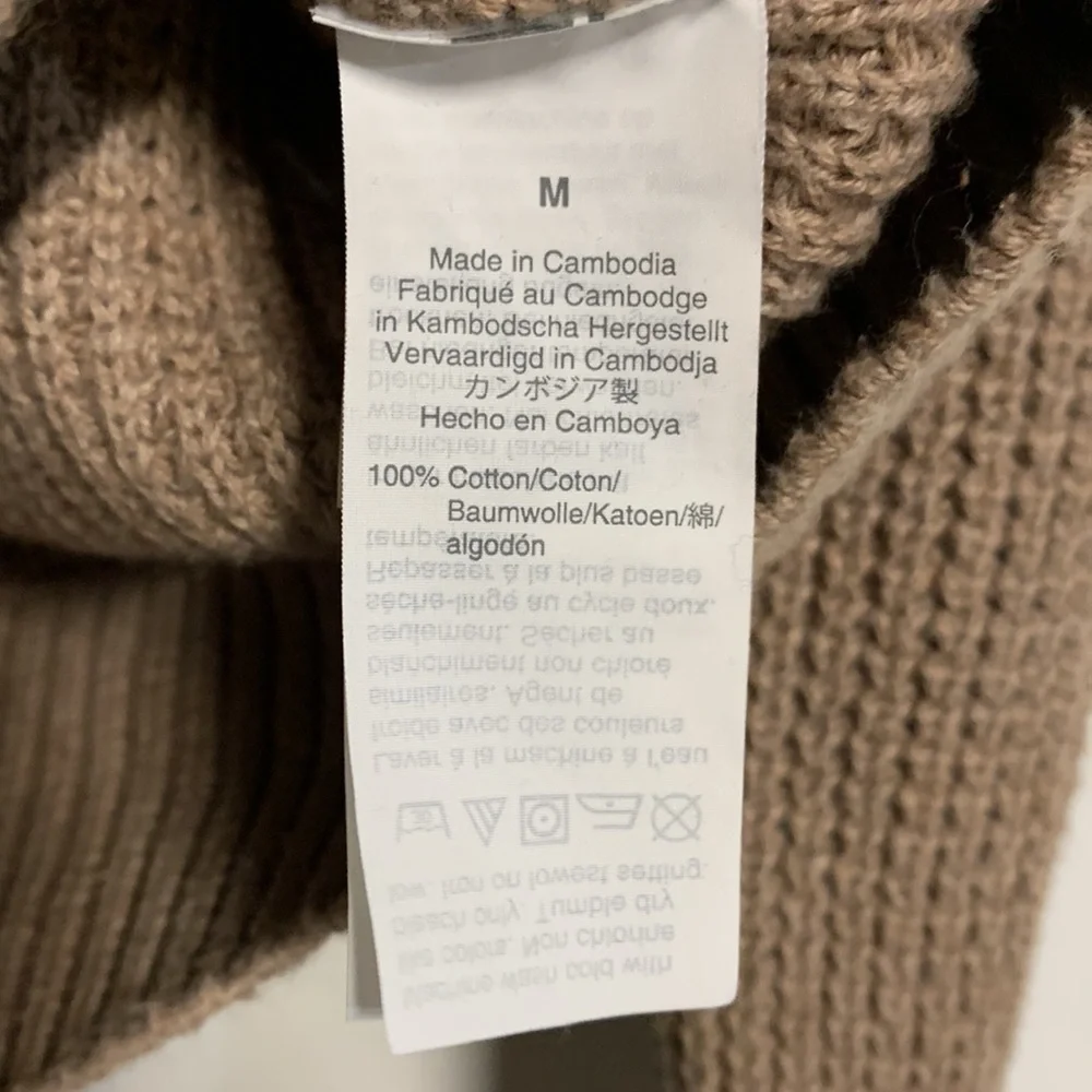 J CREW MENS WAFFLE KNIT ZIP PULLOVER SWEATER MEDIUM TAN BEIGE_4
